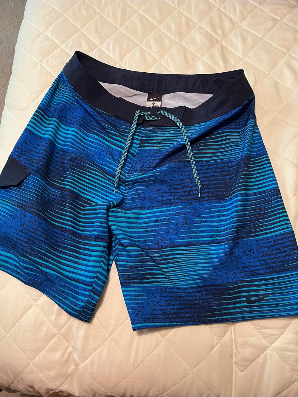 Nike Men’s Blue Striped Swim Board Shorts